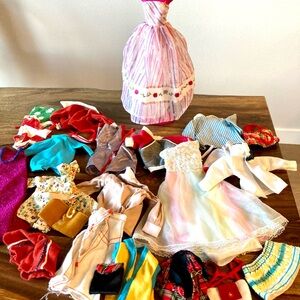 24pc Vintage Handmade Barbie Style Clothes Dress-Up Doll Set